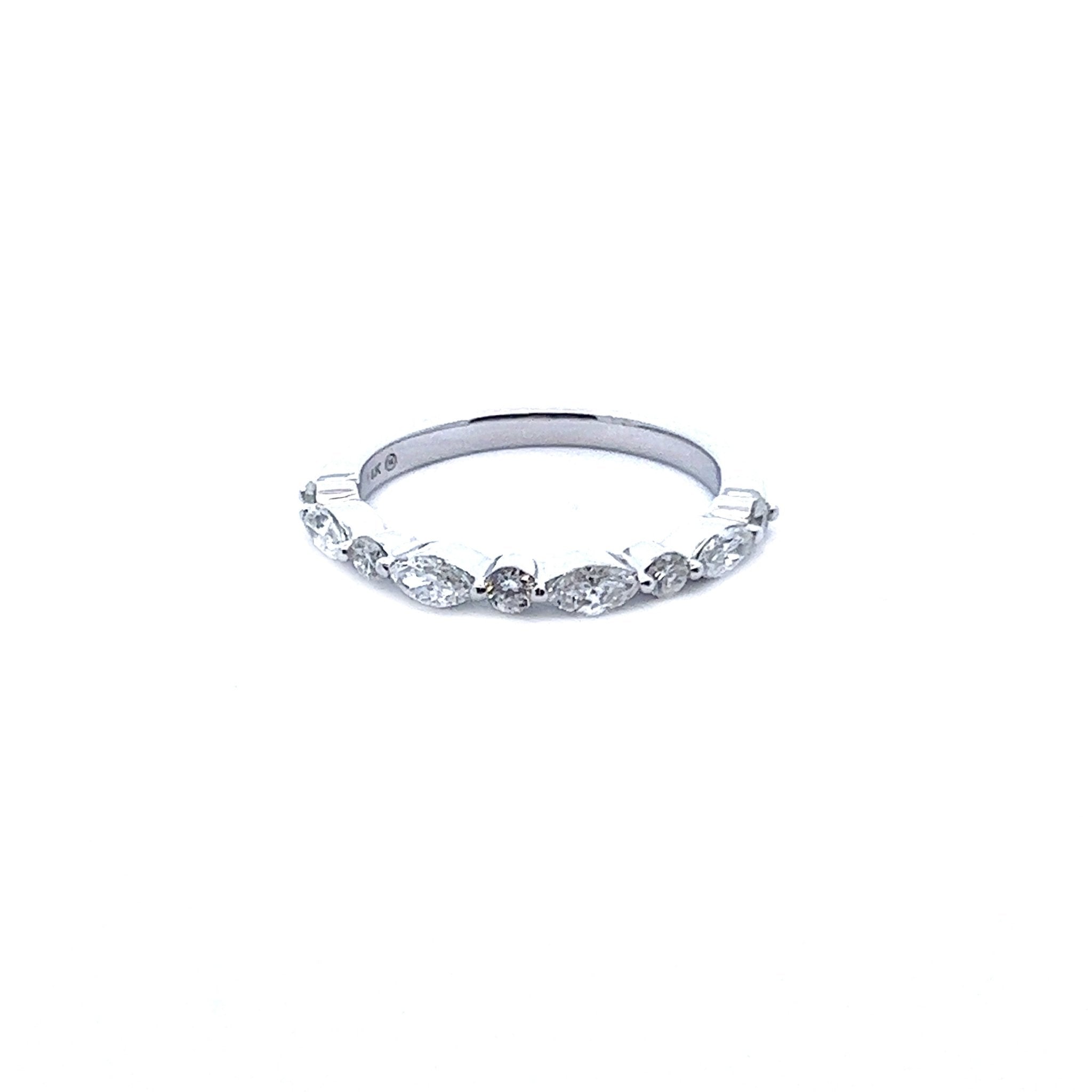 14K White Gold Open Heart Diamond Ring