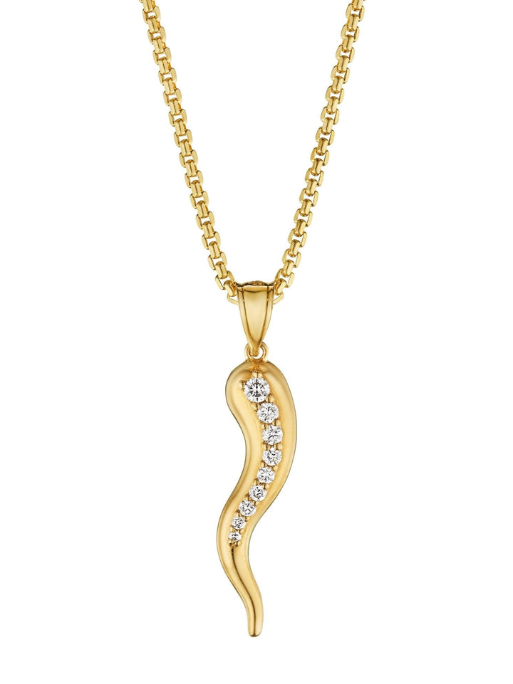 14k Diamond Italian Horn Pendant - Tivoli Jewelers