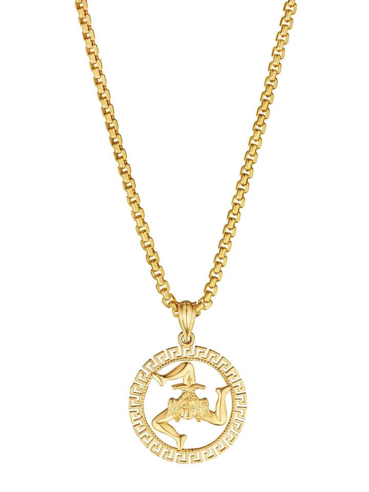 14k Gold Sicilian Trinacria Pendant With Key Bezel - Tivoli Jewelers