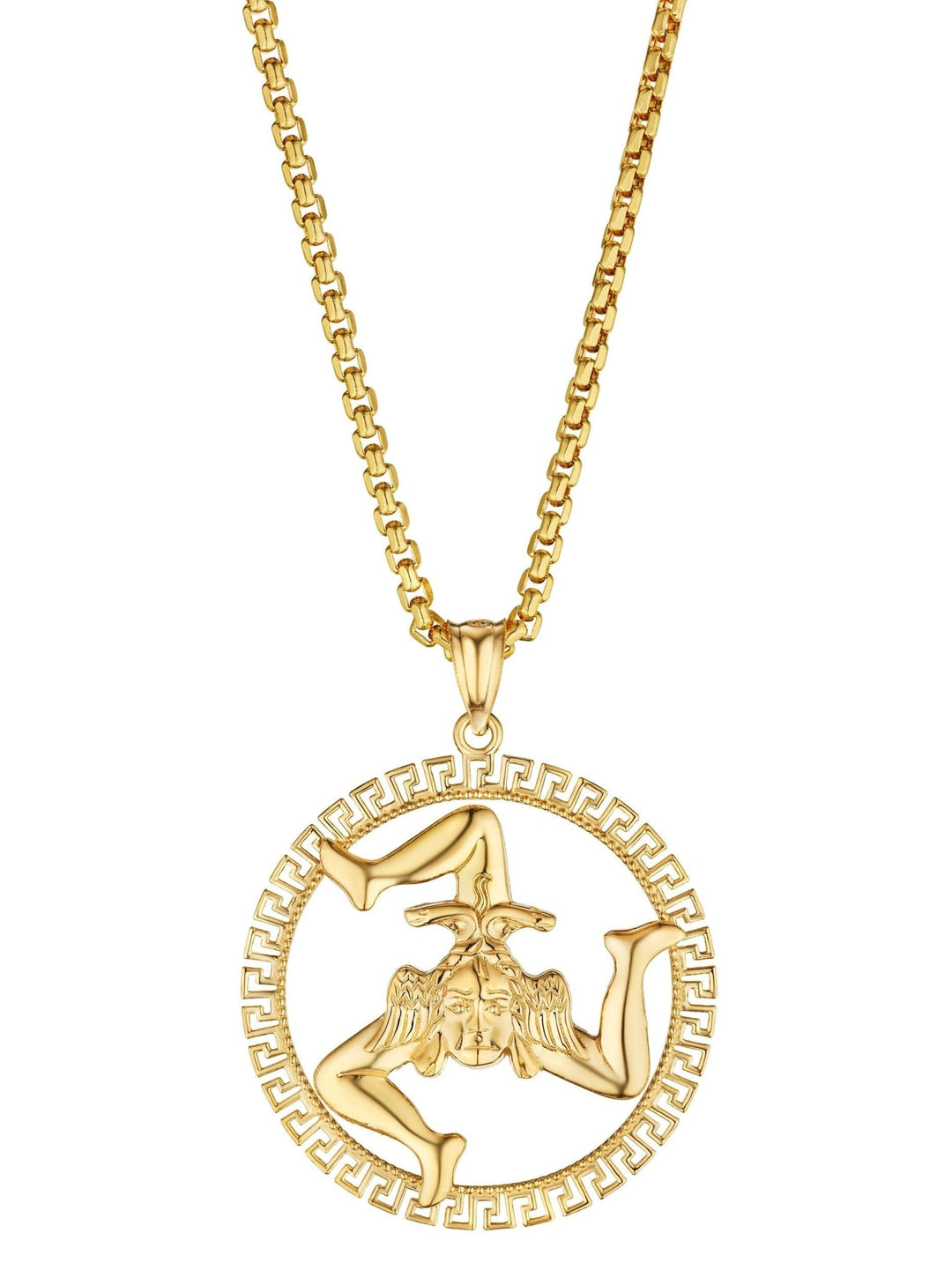 14k Gold Sicilian Trinacria Pendant With Key Bezel - Tivoli Jewelers