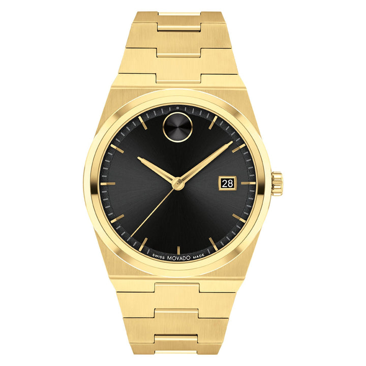 Movado BOLD Quest Black Dial Gold-Tone Bracelet Watch 40mm - 3601223 - Tivoli Jewelers