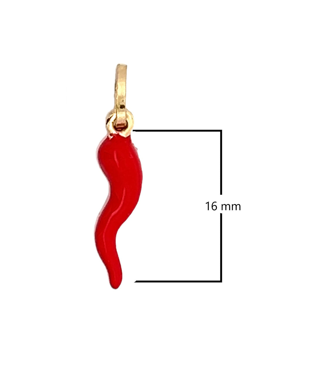 Small Red Enamel Horn Pendant 16mm 14 Karat Yellow Gold - Tivoli Jewelers
