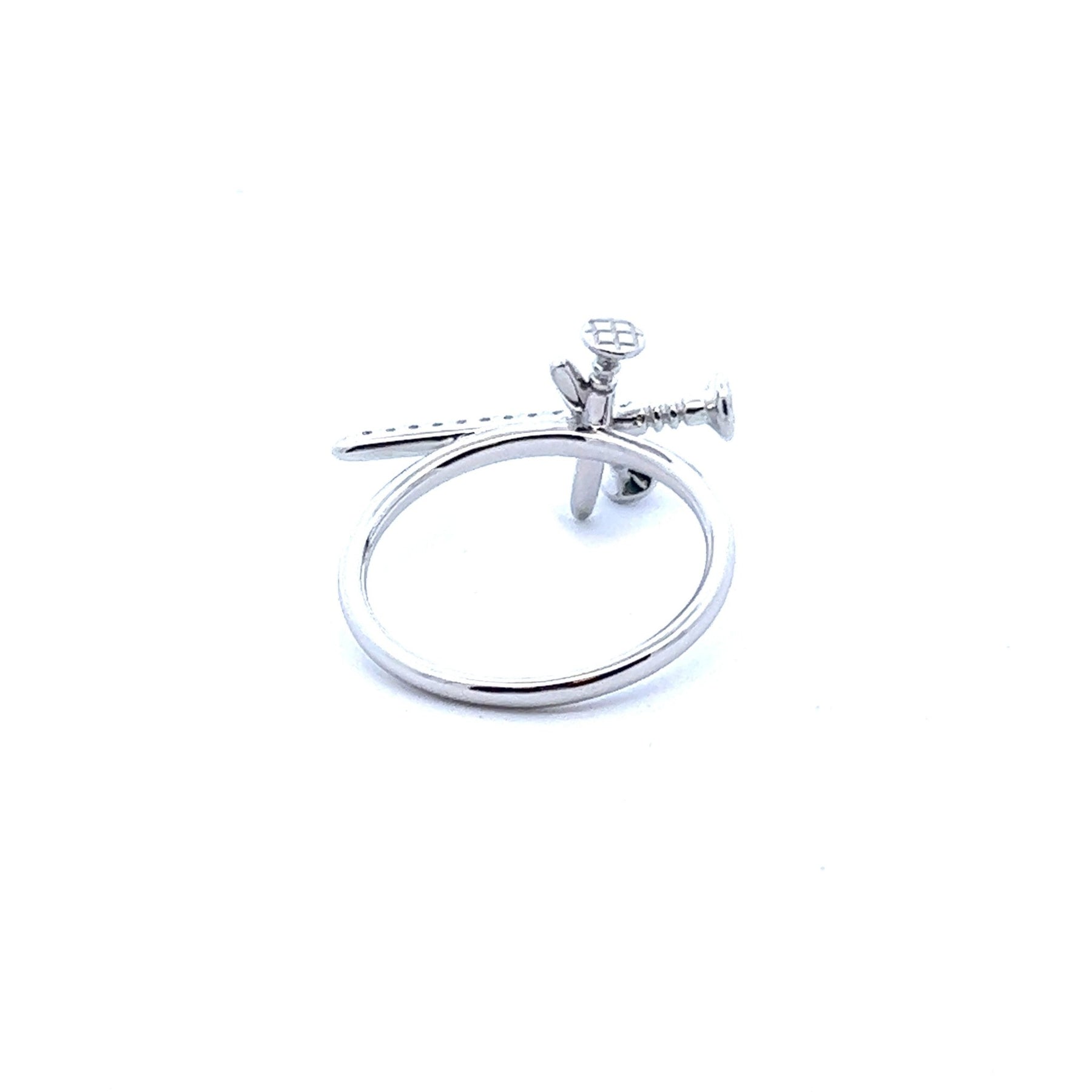 14k White Gold Cross Nail Ring Tivoli Jewelers