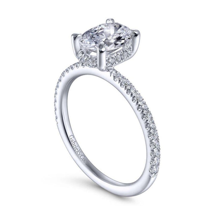 Gabriel & Co. 14k White Gold Contemporary Halo Engagement Ring - Tivoli Jewelers