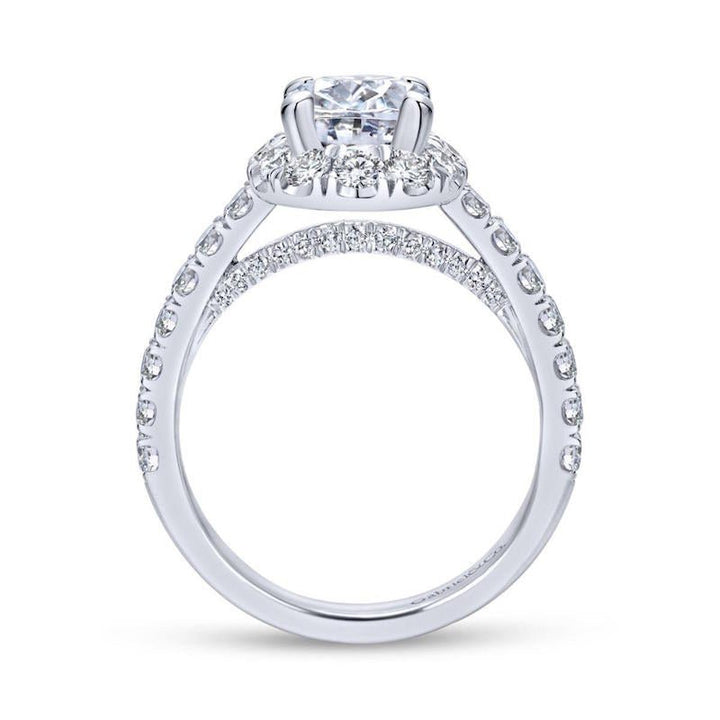 Gabriel & Co. 14k White Gold Contemporary Halo Engagement Ring - Tivoli Jewelers