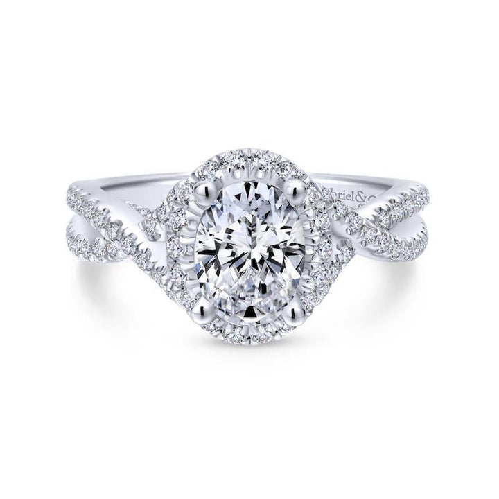 Gabriel & Co. 14k White Gold Entwined Halo Engagement Ring - Tivoli Jewelers