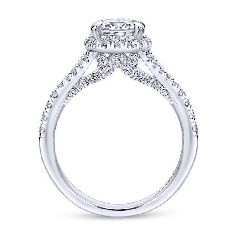 Gabriel & Co. 14k White Gold Entwined Halo Engagement Ring - Tivoli Jewelers