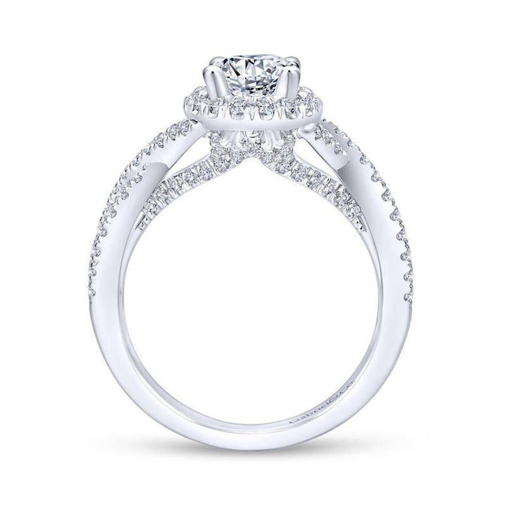 Gabriel & Co. 14k White Gold Entwined Halo Engagement Ring - Tivoli Jewelers