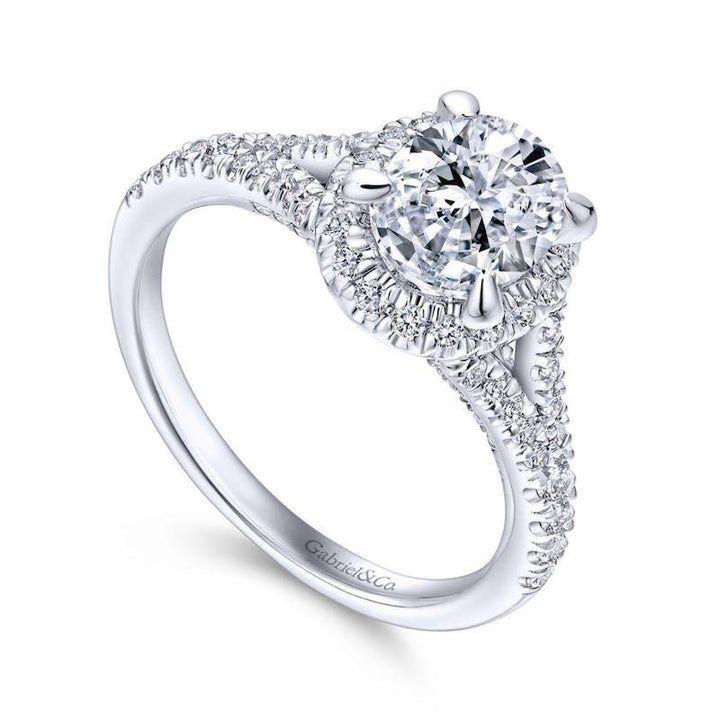 Gabriel & Co. 14k White Gold Entwined Halo Engagement Ring - Tivoli Jewelers