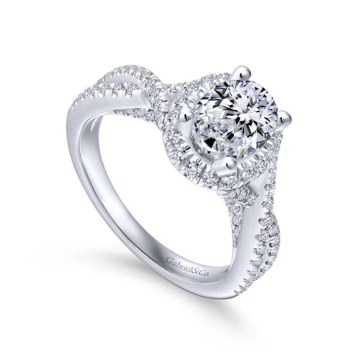 Gabriel & Co. 14k White Gold Entwined Halo Engagement Ring - Tivoli Jewelers