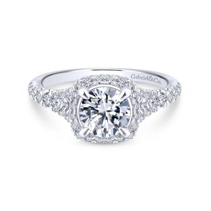 Gabriel & Co. 14k White Gold Entwined Halo Engagement Ring - Tivoli Jewelers