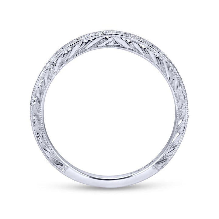 Gabriel & Co. 14k White Gold Victorian Curved Wedding Band - Tivoli Jewelers