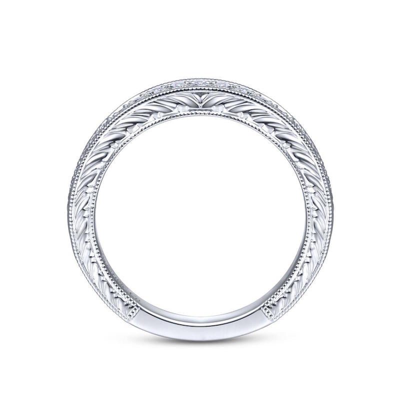 Gabriel & Co. 14k White Gold Victorian Diamond Wedding Band - Tivoli Jewelers