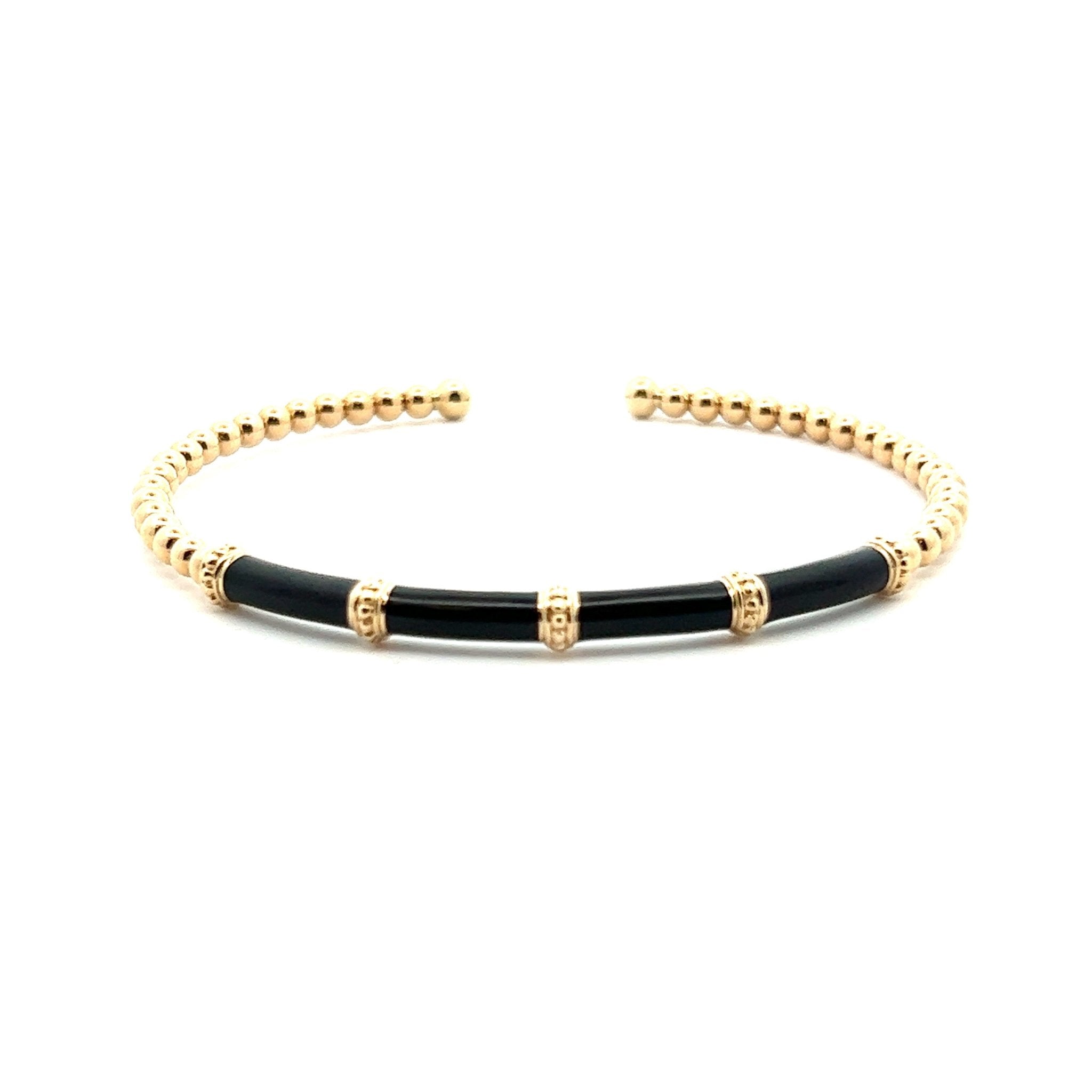 Gabriel & Co. 14k Yellow Gold Bujukan Bangle Bracelet with Black Enamel