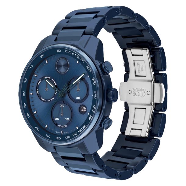 Movado bold chronograph blue sale